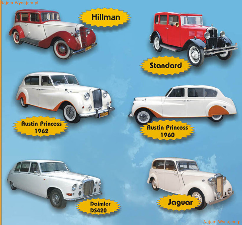 Auta retro Auta zabytkowe Auta do ślubu Limuzyny Hummer Lincoln Austin Princess, Jaguar